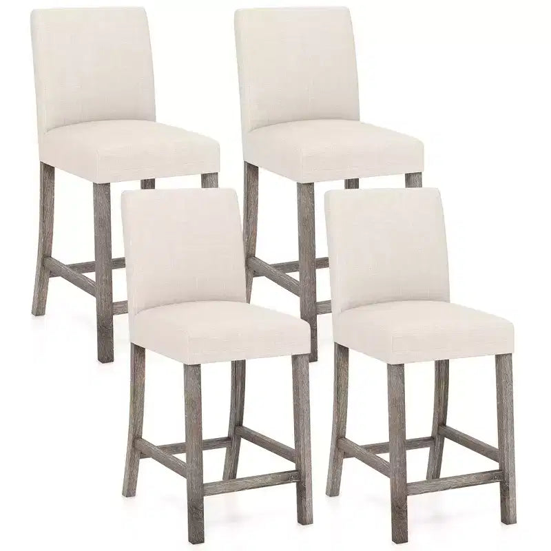 Costway 4PCS 24.5 Counter Height Bar Stools Modern Fabric Upholstered Kitchen Chairs
