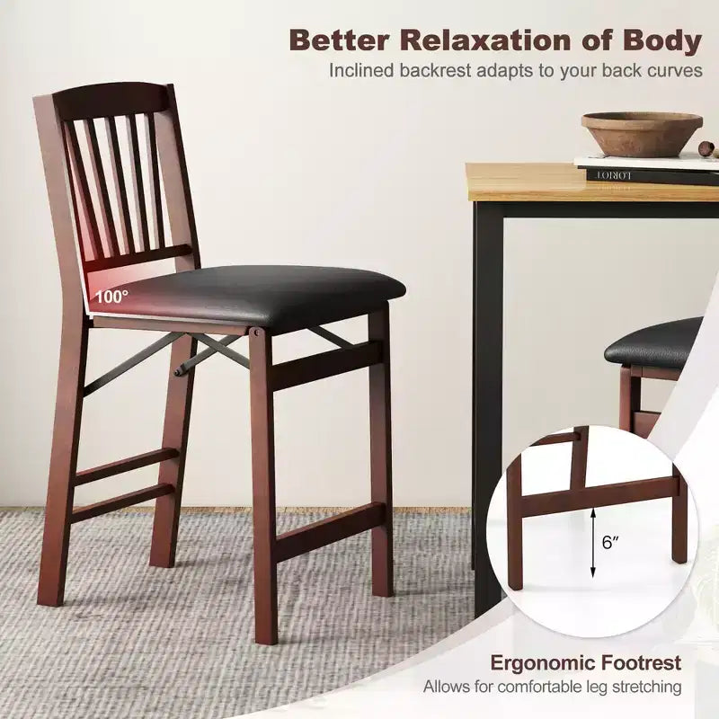 Costway Lot de 4 tabourets de comptoir pliants avec assise rembourrée pour îlot de cuisine