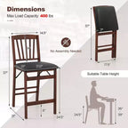Costway Lot de 4 tabourets de comptoir pliants avec assise rembourrée pour îlot de cuisine