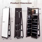 Costway Grande Armoire à Bijoux avec Lumières 3 Couleurs, Étagères Réglables et Roulettes