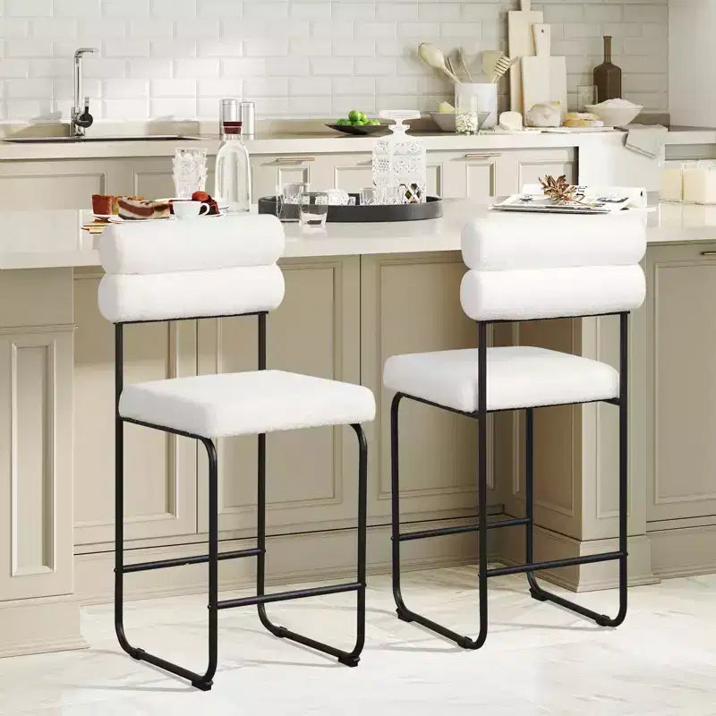 Costway Lot de 2 tabourets de bar hauteur comptoir de 66 cm avec cadre en métal et repose-pieds