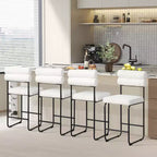Costway Lot de 2 tabourets de bar hauteur comptoir de 66 cm avec cadre en métal et repose-pieds