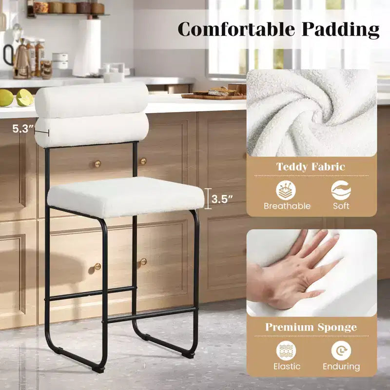 Costway Lot de 2 tabourets de bar hauteur comptoir de 66 cm avec cadre en métal et repose-pieds