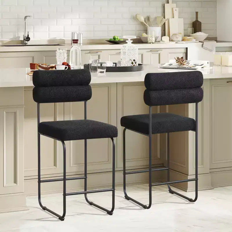 Costway Lot de 2 tabourets de bar hauteur comptoir de 66 cm avec cadre en métal et repose-pieds