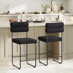 Costway Lot de 2 tabourets de bar hauteur comptoir de 66 cm avec cadre en métal et repose-pieds