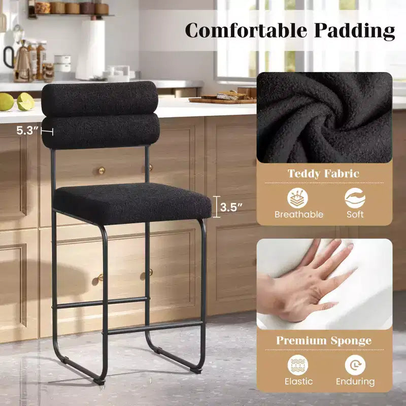 Costway Lot de 2 tabourets de bar hauteur comptoir de 66 cm avec cadre en métal et repose-pieds