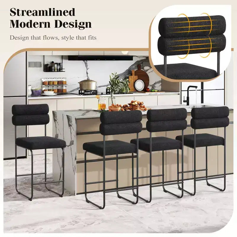 Costway Lot de 2 tabourets de bar hauteur comptoir de 66 cm avec cadre en métal et repose-pieds