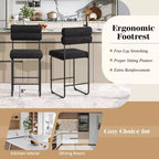 Costway Lot de 2 tabourets de bar hauteur comptoir de 66 cm avec cadre en métal et repose-pieds