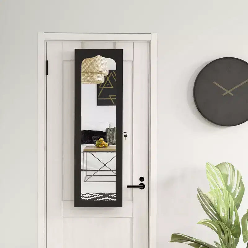 Costway Armoire à bijoux avec miroir pleine longueur, lumières LED intégrées, crochets et étagères