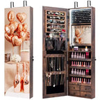Meuble à Bijoux Miroir Costway avec 96 LED, à Suspendre au Mur ou à la Porte, Armoire avec Rangement Maquillage