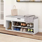 Banc à chaussures Costway pour entrée avec siège rembourré et rangement dissimulé blanc
