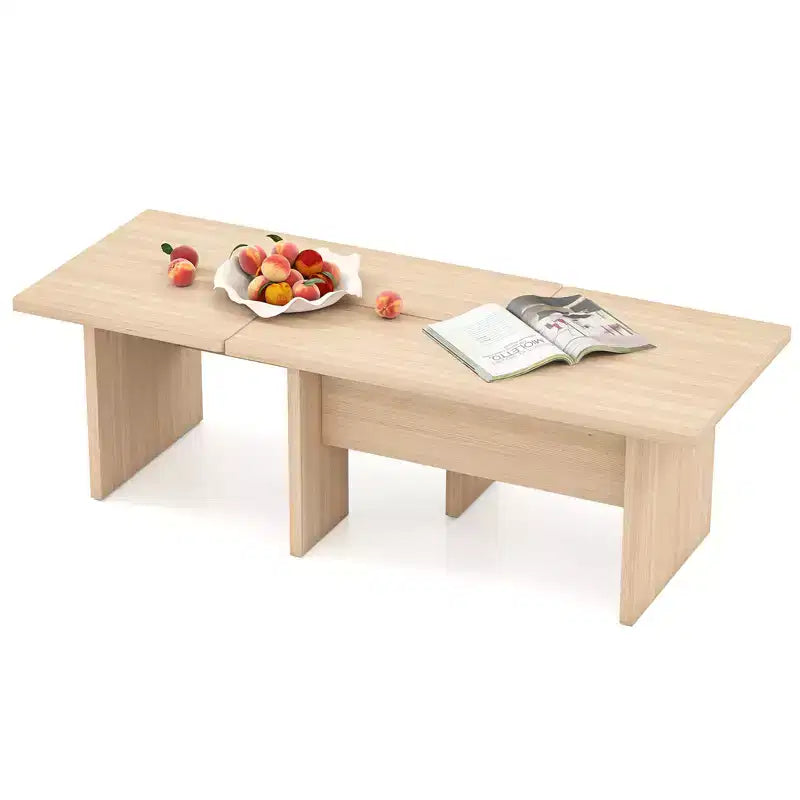 Costway Table basse modulable, ensemble de 2 tables centrales en L pour bureau à domicile, appartement, naturel