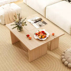 Costway Table basse modulable, ensemble de 2 tables centrales en L pour bureau à domicile, appartement, naturel
