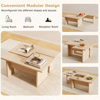 Costway Table basse modulable, ensemble de 2 tables centrales en L pour bureau à domicile, appartement, naturel