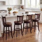 Costway Tabourets de Bar Pivotants de 76 cm avec Dossier et Assise en Similicuir (Lot de 4)