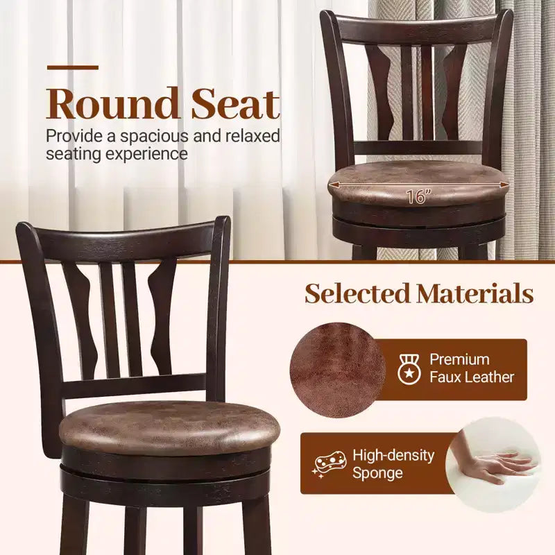 Costway Tabourets de Bar Pivotants de 76 cm avec Dossier et Assise en Similicuir (Lot de 4)