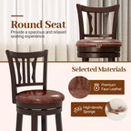 Costway Tabourets de Bar Pivotants de 76 cm avec Dossier et Assise en Similicuir (Lot de 4)