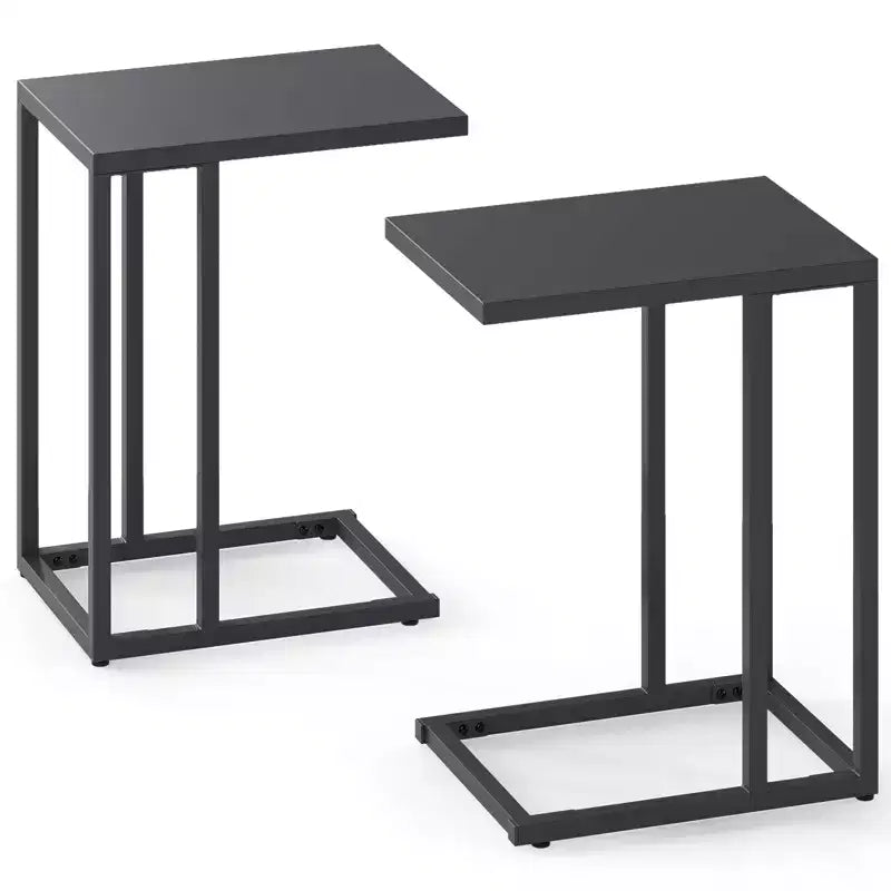 Costway Lot de 2 tables d'appoint en forme de C avec cadre en métal, tables de canapé pour petits espaces, modernes