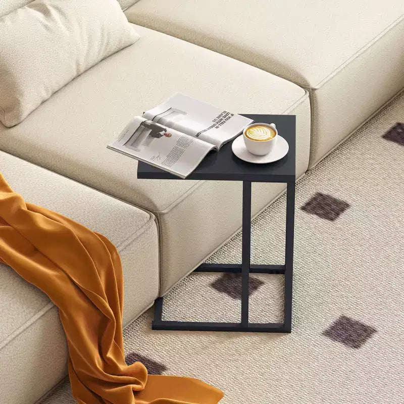 Costway Lot de 2 tables d'appoint en forme de C avec cadre en métal, tables de canapé pour petits espaces, modernes
