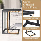 Costway Lot de 2 tables d'appoint en forme de C avec cadre en métal, tables de canapé pour petits espaces, modernes