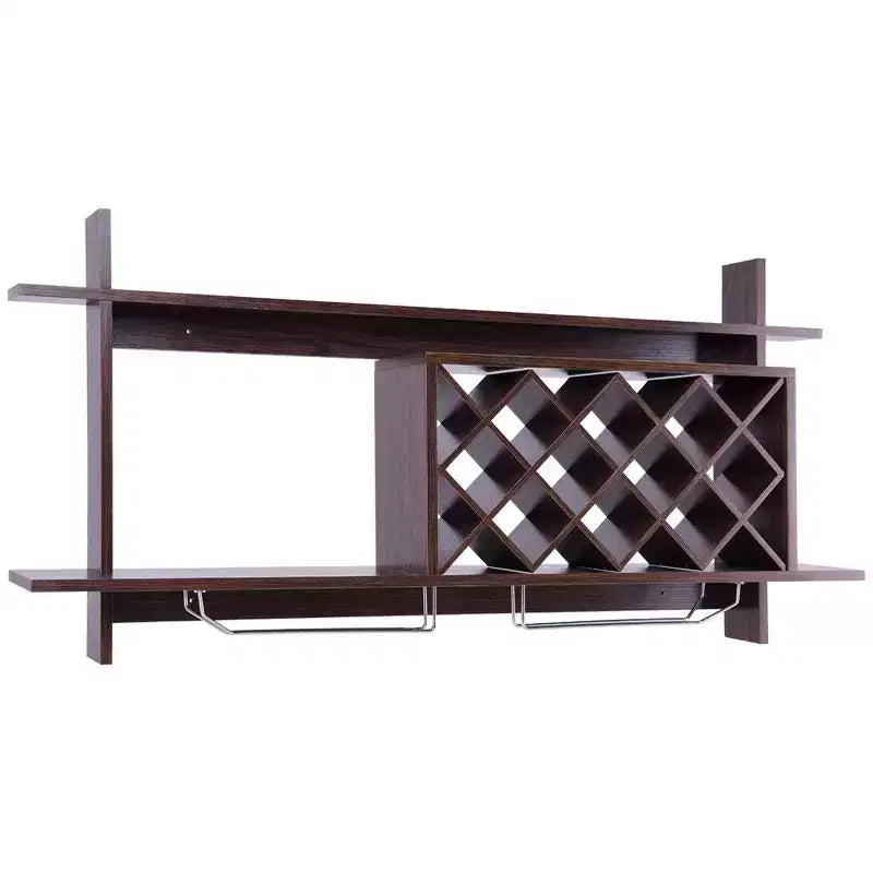 Costway Range-bouteilles mural avec porte-verres et étagère de rangement Décoration intérieure