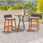 Tabourets de Bar Costway en Bois d'Acacia Massif, Lot de 2 Chaises de Bar en Rotin pour Patio, Hauteur Bar