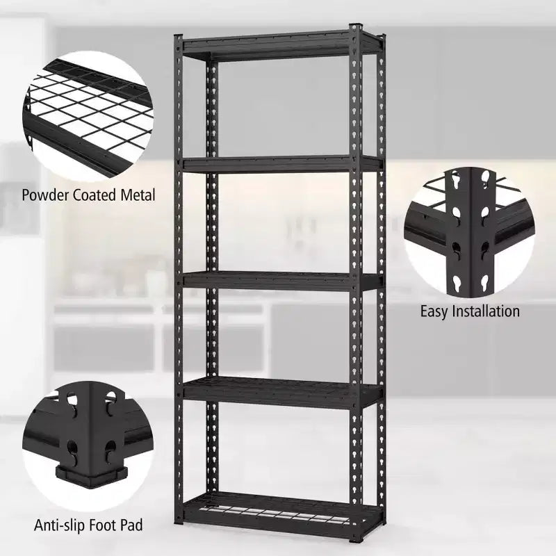 Lot de 2 étagères métalliques à 5 niveaux Costway, étagères de rangement robustes avec patins antidérapants