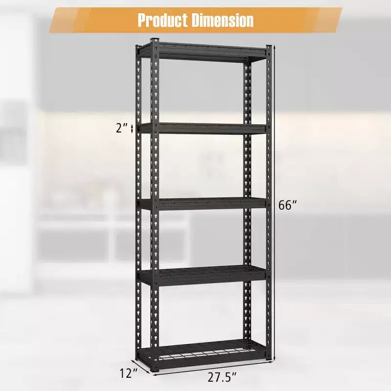 Lot de 2 étagères métalliques à 5 niveaux Costway, étagères de rangement robustes avec patins antidérapants