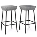 Costway 29.5 Metal Bar Height Stools Set of 2 w/ Rattan Seat & Footrest for Backyard