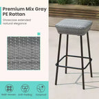 Tabourets de bar en métal Costway de 75 cm, lot de 2, avec assise en rotin et repose-pieds pour jardin.