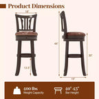 Lot de 2 tabourets de bar pivotants Costway de 76 cm de hauteur avec dossier et assise en similicuir