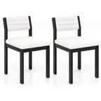 Costway Dining Chair Set of 2 Faux Shearling Upholstered Kitchen Chairs w/ Wood Frame White