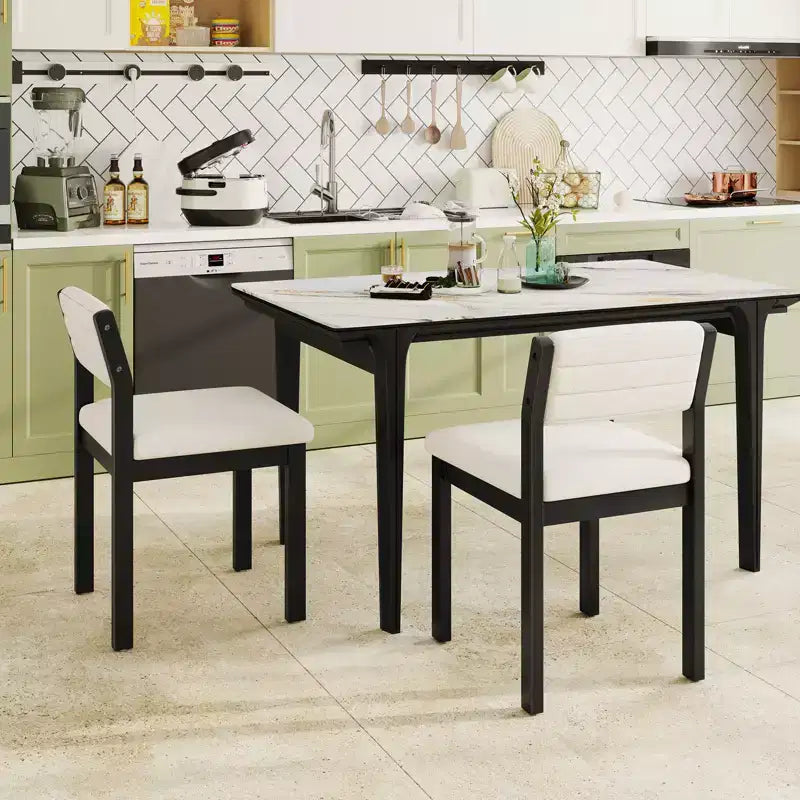 Costway Lot de 2 chaises de salle à manger en imitation peau de mouton, chaises de cuisine rembourrées avec structure en bois, Blanc
