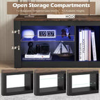Meuble TV Costway avec lumières LED pour téléviseurs jusqu'à 65 pouces avec étagères réglables en verre trempé