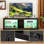 Meuble TV Costway avec lumières LED pour téléviseurs jusqu'à 65 pouces avec étagères réglables en verre trempé