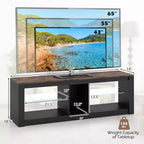 Meuble TV Costway avec lumières LED pour téléviseurs jusqu'à 65 pouces avec étagères réglables en verre trempé