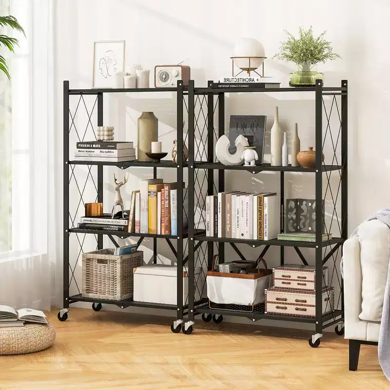 Étagère de rangement pliante Costway à 4 niveaux avec 4 roulettes universelles pour cuisine et bureau