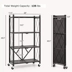 Étagère de rangement pliante Costway à 4 niveaux avec 4 roulettes universelles pour cuisine et bureau