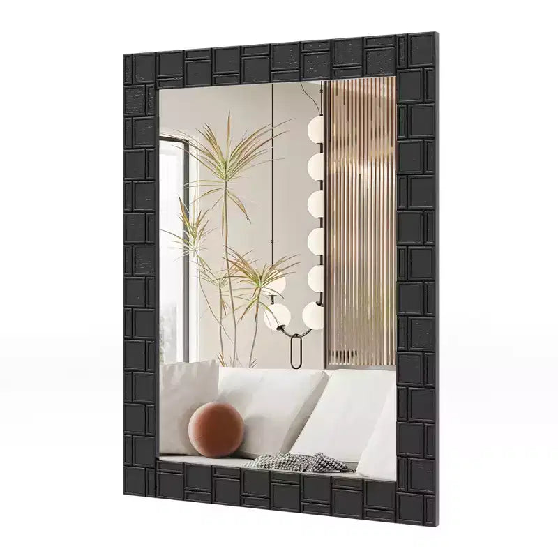 Miroir mural encadré bois Costway 32 x 24 avec cadre en bois massif - Suspension verticale ou horizontale