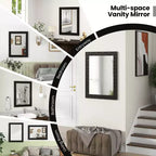 Miroir mural encadré bois Costway 32 x 24 avec cadre en bois massif - Suspension verticale ou horizontale