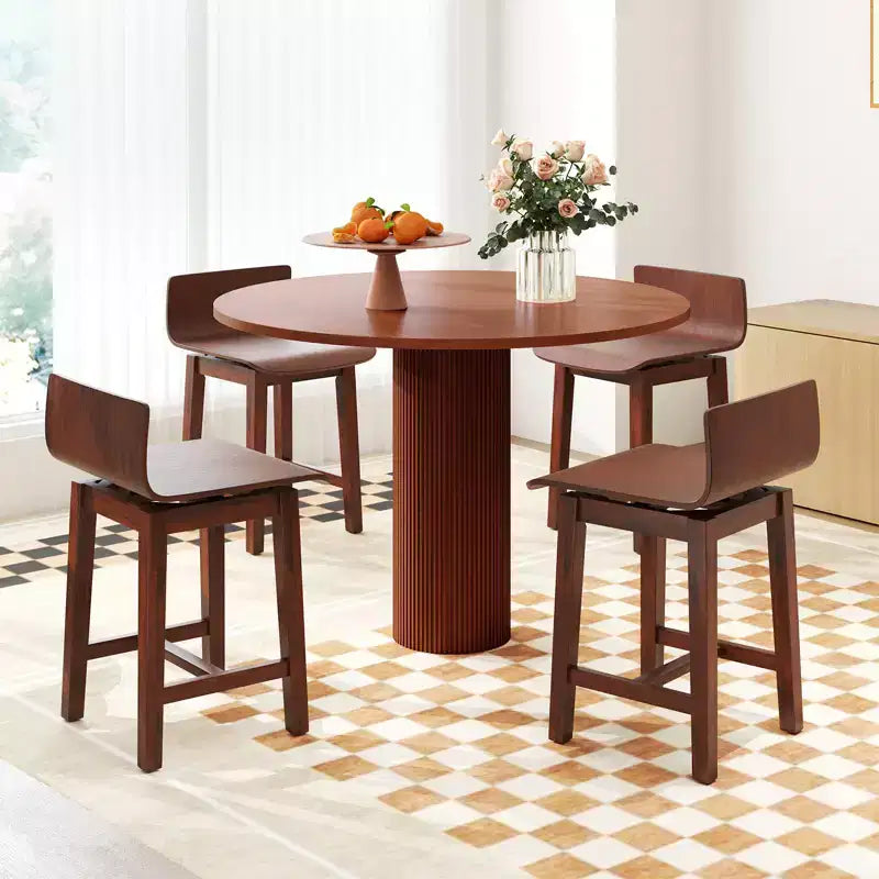 Costway Chaise de Salle à Manger Pivotante, Lot de 2 Chaises de Cuisine en Bois Style Ferme, Chaises d'Appoint sans Accoudoirs