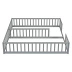 Lit au sol double/jumeau TUYOHW pour enfants avec clôture, lit Montessori moderne avec barrières de sécurité pour chambre à coucher