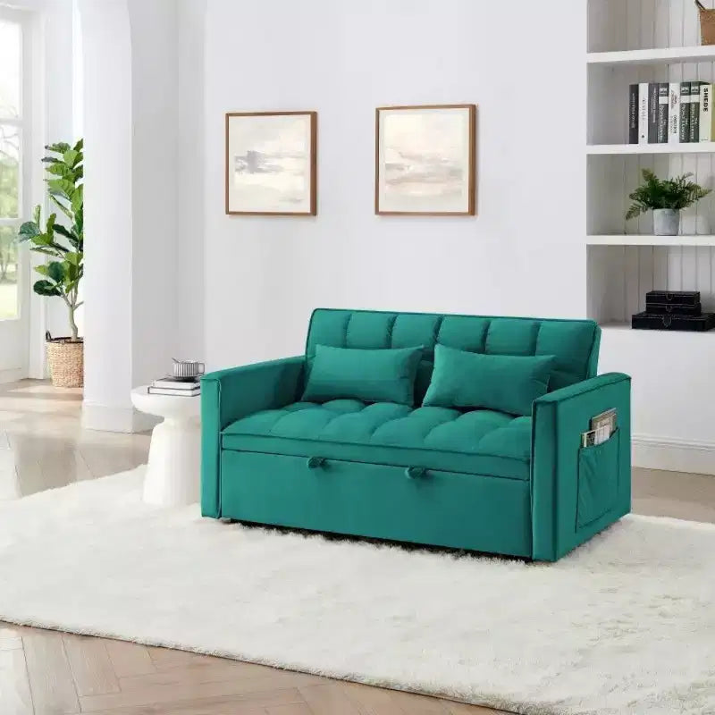 TUYOHW 55.43 Fauteuil-lit convertible, Canapé-lit pliant avec dossier réglable et lit gigogne, Canapés en velours pour salon et petit espace