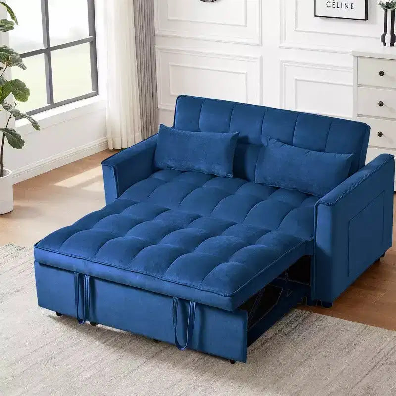 TUYOHW Canapé-lit convertible 3-en-1, canapé escamotable moderne avec dossier réglable et poches de rangement, causeuse en velours pour salon