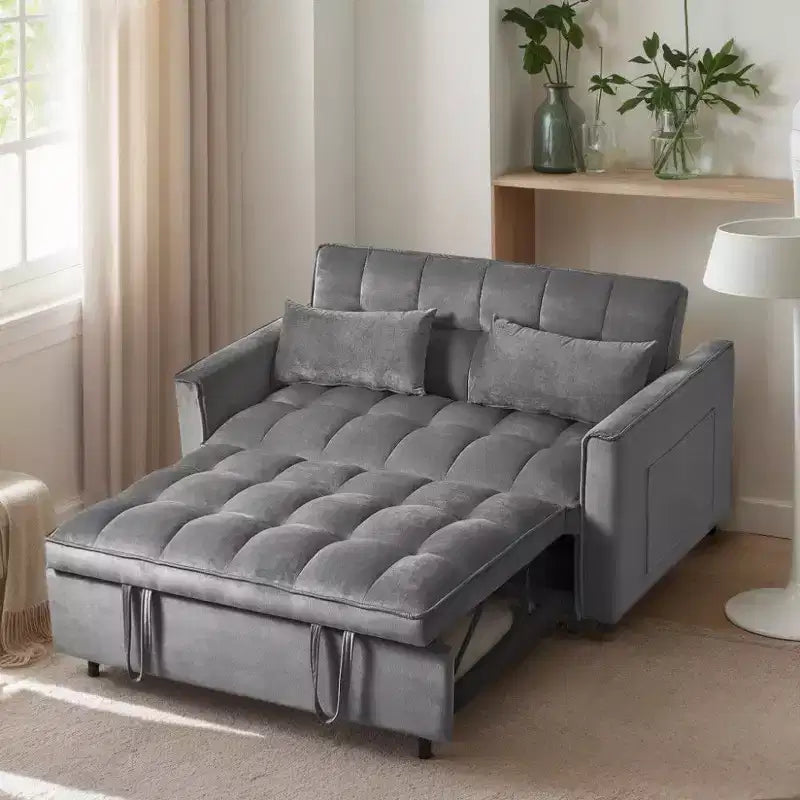 TUYOHW Canapé-lit convertible 3-en-1, canapé escamotable moderne avec dossier réglable et poches de rangement, causeuse en velours pour salon