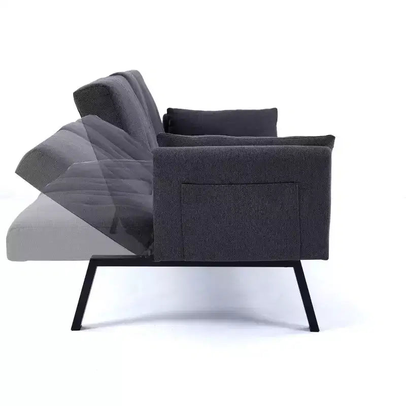 Canapé convertible pliable 70'' TUYOHW avec porte-gobelet et rangement latéral, en coton et lin, pour petits espaces