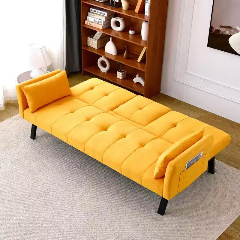 Canapé convertible pliable 70'' TUYOHW avec porte-gobelet et rangement latéral, en coton et lin, pour petits espaces