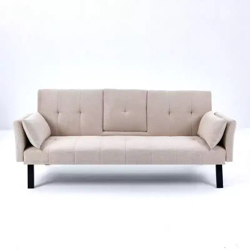 Canapé convertible pliable 70'' TUYOHW avec porte-gobelet et rangement latéral, en coton et lin, pour petits espaces