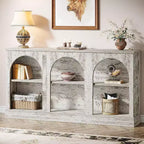 Console de ferme Lantine, table d'entrée de 160 cm de long avec 3 niveaux de rangement, table de canapé en bois pour le salon