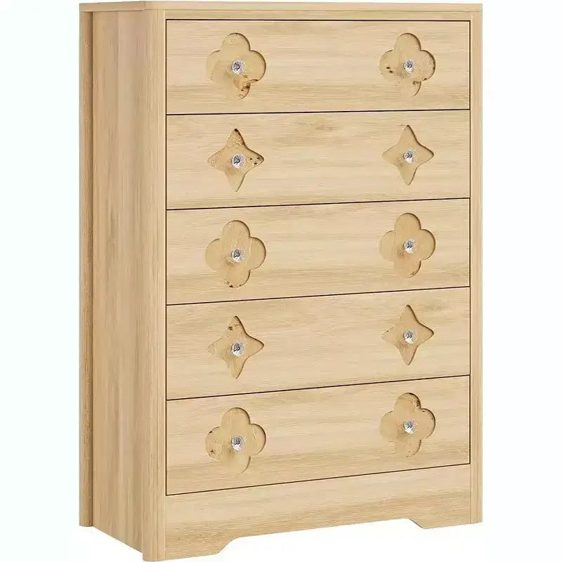 Commode cannelée pour chambre à coucher avec 5 tiroirs, commode haute de 109 cm avec grand meuble de rangement pour vêtements, commode en bois, pour chambre à coucher, chambre d'enfant